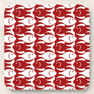 Porta-copo Peixe moderno do século médio, vermelho escuro e