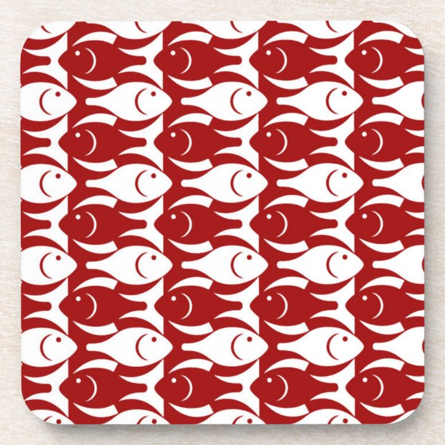 Porta-copo Peixe moderno do século médio, vermelho escuro e b (Frente)