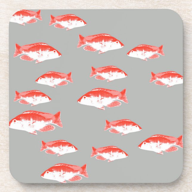 Porta-copo Peixe vermelho e cinza (Frente)