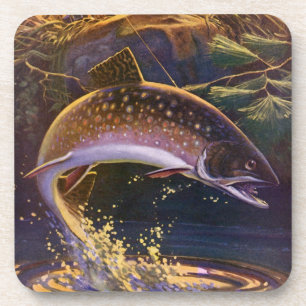 Porta-copo Peixes Vintage, Pesca Esportiva de Truta Brook