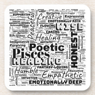 Porta-copo Peixes Zodiac Word Cloud Inspiration
