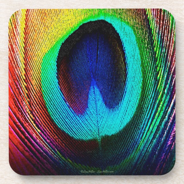 Porta-copo Pena de Peacock Vibrante (Frente)