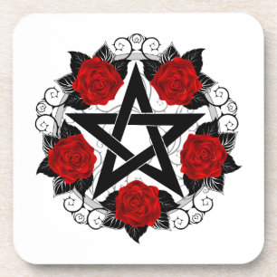 Porta-copo Pentagrama com Rosas vermelhas