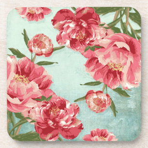 Porta-copo Peonias bonito De Chintz Com Flor Retro Personaliz