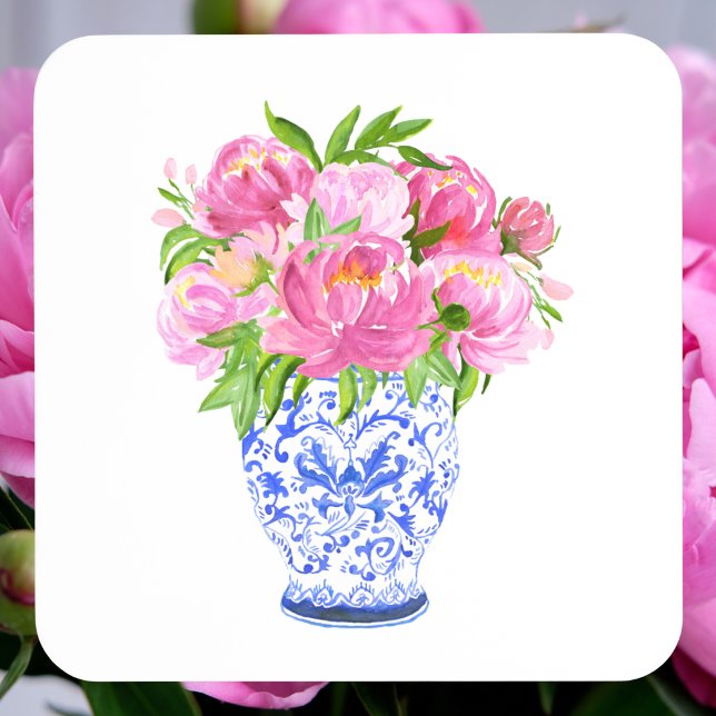 Porta-copo Peonies Chinoiserie Vase (Criador carregado)