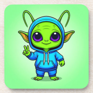Porta-copo Personagem Alien Cute Posando com Roupa Colorida