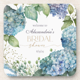 Porta-copo Personalise Bridal Shower Blue Hydrangeas Welcome