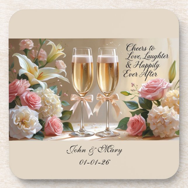 Porta-copo Personalised Wedding Hard plastic coaster (Frente)