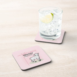 Porta-copo Personalizável, Batismo, Rosa, Menina, Cordeiro