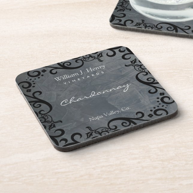 Porta-copo Personalize Ardósia e Vinho de Rolo Preto (Left Side)