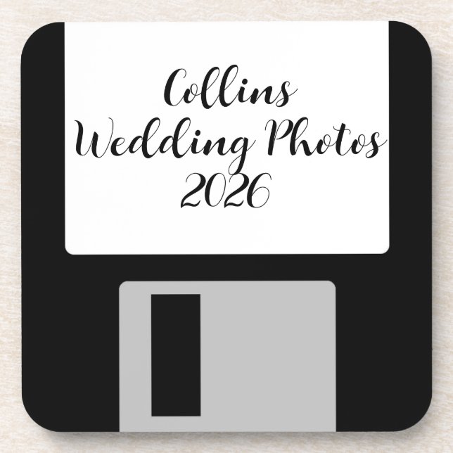 Porta-copo Personalize Wedding Photos Floppy Disk Coaster - 6 (Frente)