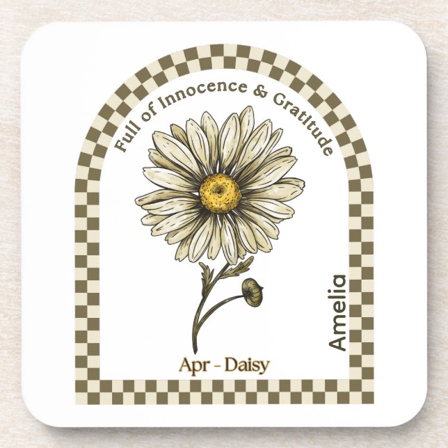 Porta-copo Personalized April Birth Month Flower Coaster (Frente)