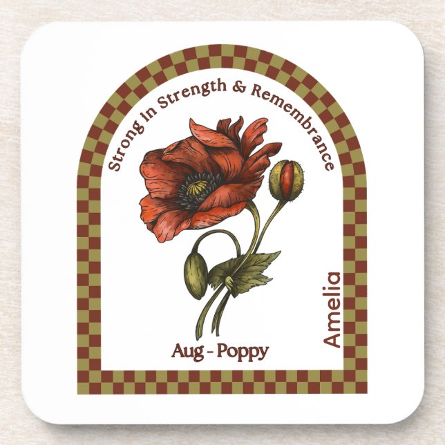 Porta-copo Personalized August Birth Month Flower Coaster (Frente)