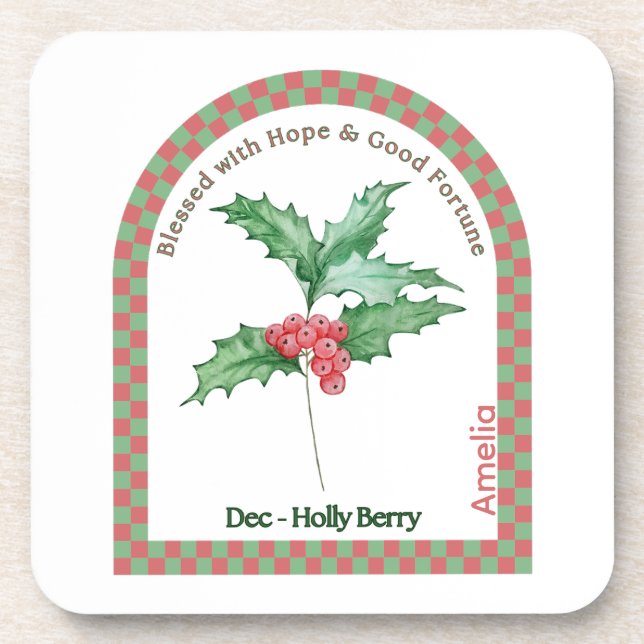Porta-copo Personalized December Birth Month Flower Coaster (Frente)