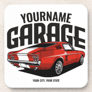Porta-copo Personalized Muscle Car 1967 Red Fastback Garage