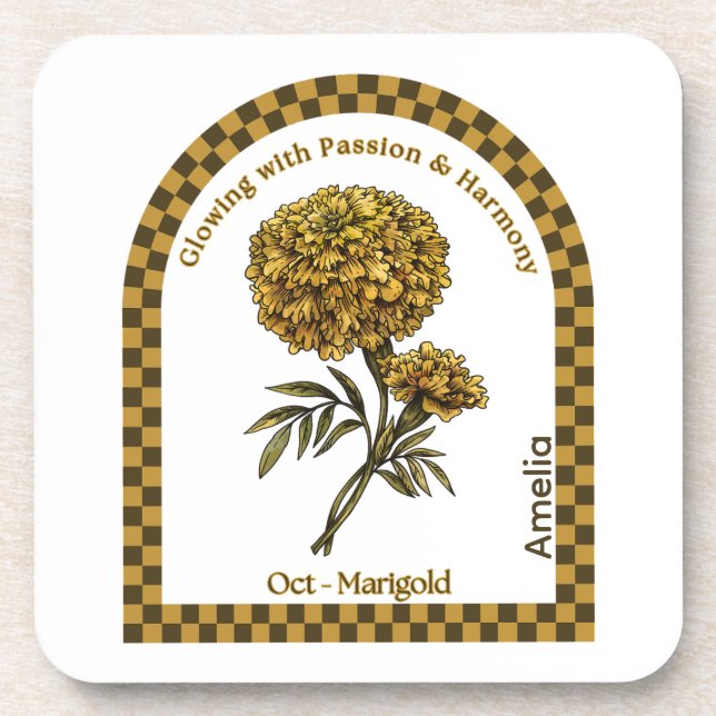 Porta-copo Personalized October Birth Month Flower Coaster (Frente)