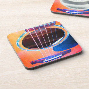 Porta-copo Perspectiva da Guitarra Acústica Cores da Música