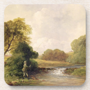 Porta-copo Pesca: Jogando um peixe (óleo em canvas)