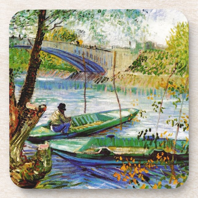 Porta-copo Pescaria na Primavera, Vincent van Gogh. Bela pes (Frente)