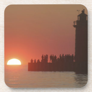 Porta-copo Pessoas farol pôr do sol silhueta ao sul