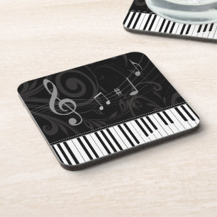 Porta-copo Piano lunático e notas musicais