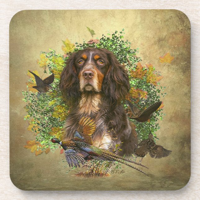 Porta-copo Picardy Spaniel, época de caça (Frente)