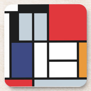 Porta-copo Piet Mondrian - Composição com Grande Plano Vermel