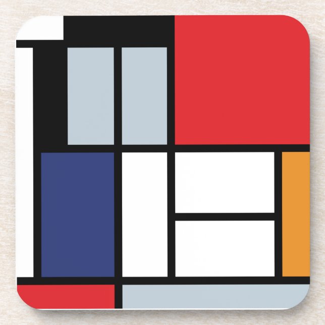 Porta-copo Piet Mondrian - Composição com Grande Plano Vermel (Frente)