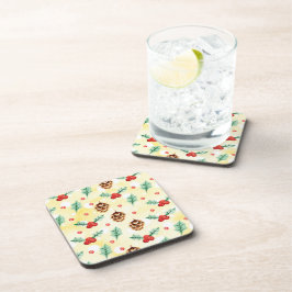 Porta-copo Pine Cones e Holly Natal Patterno