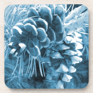 Porta-copo Pinecone azul-do-natal primitivo