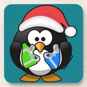 Porta-copo Pinguim com presentes