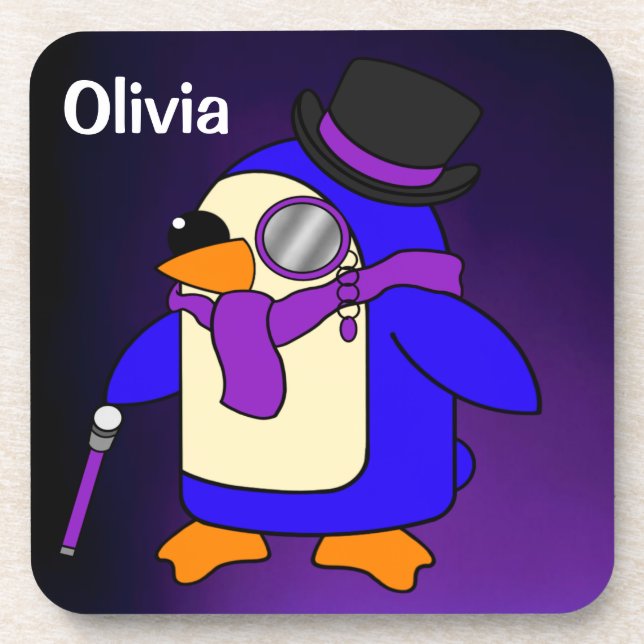 Porta-copo Pinguim de desenho animado bonito violeta roxa (Frente)