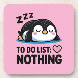 Porta-copo pinguim fofo dormindo, lista de tarefas nada