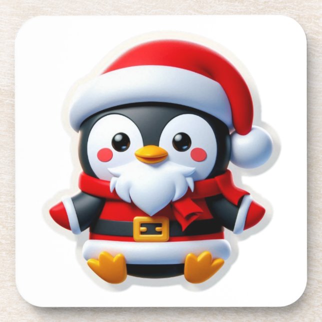 Porta-copo Pinguim vestindo um terno Papai noel (Frente)