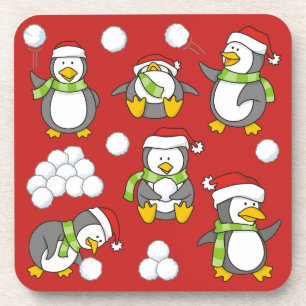 Porta-copo Pinguins de Natal
