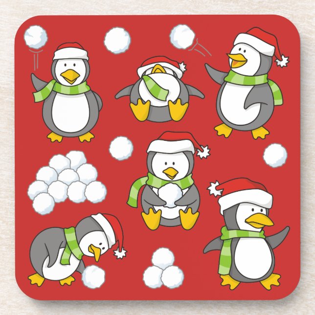 Porta-copo Pinguins de Natal (Frente)