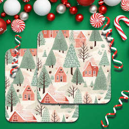 Porta-copo Pinheiro de Rosa claro Verde Sage Telhados e Árvor