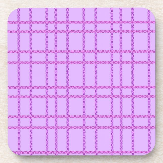 Porta-copo Pink and purple flower checkered pattern (Frente)