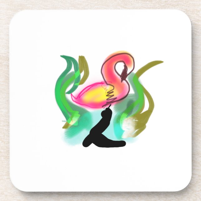 Porta-copo pink flamingo summer flame  (Frente)
