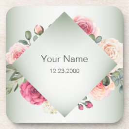 Porta-copo Pink Floral Rustic Geometric Green Party