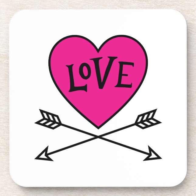 Porta-copo Pink Heart Cupid's Bows LOVE (Frente)