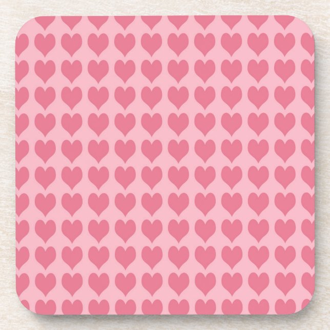 Porta-copo Pink Hearts Seamless Pattern (Frente)