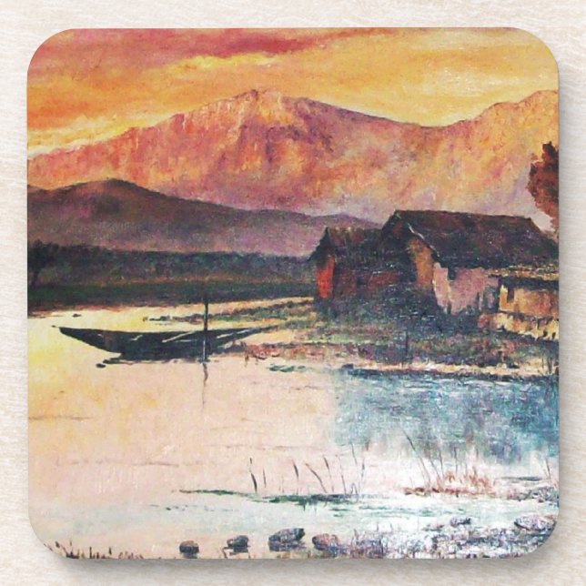 PORTA-COPO PINK MONTANHAS LAKE ALPINE SUNSET LANDSCAPE (Frente)