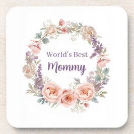 Porta-copo Pink Peony Watercolor Floral Wreath Mother's Day