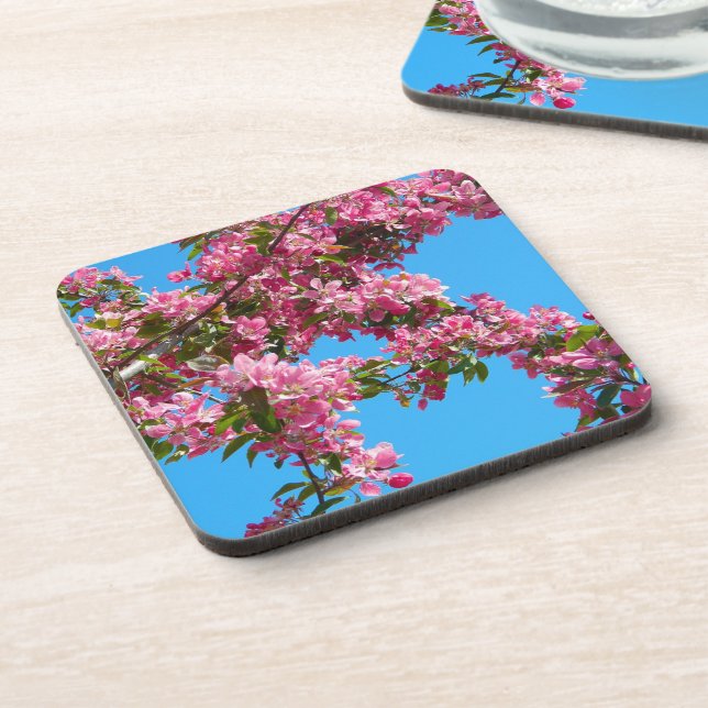 Porta-copo Pink Tree Blossom and Blue Sky Photo (Left Side)