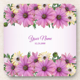 Porta-copo Pink Yellow Floral Rustic Elegant Wedding Party
