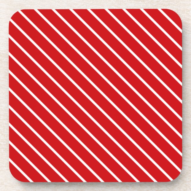 Porta-copo Pinstripes diagonais - vermelho profundo e branco (Frente)