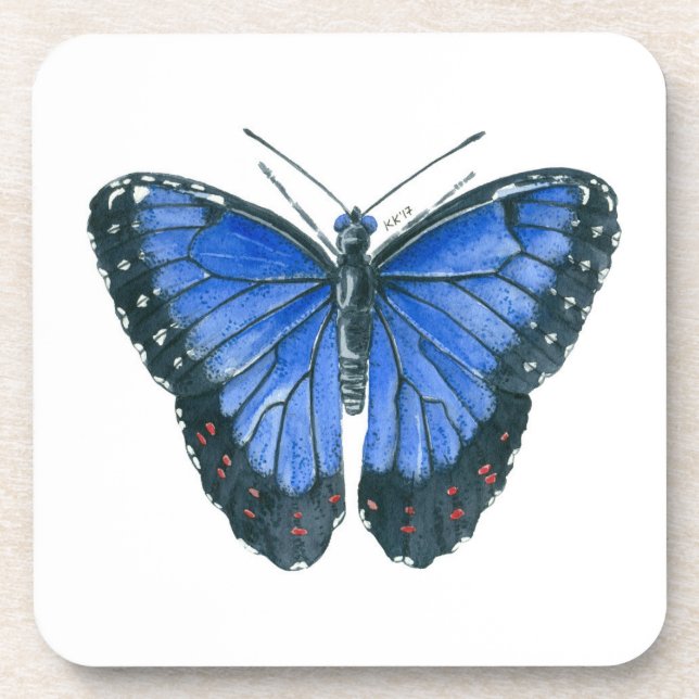 Porta-copo Pintor aquoso da borboleta Azul Morpho (Frente)
