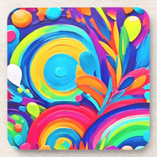 Porta-copo Pintura Colorida em Círculos Abstrato
