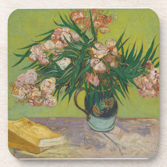 Porta-copo Pintura da flor de oleandro de Vincent Van Gogh (Frente)
